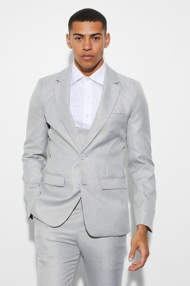 Skinny Single Breast Mini Texture Suit Jacket | boohooMAN USA Product Image