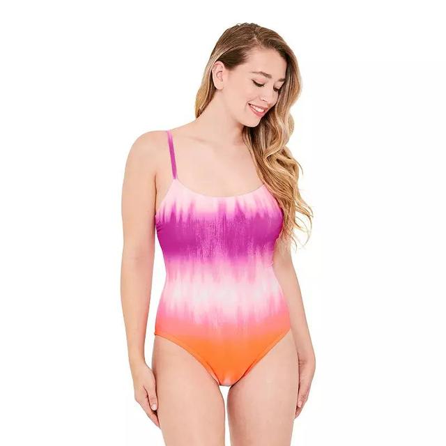 Womens Freshwater Ombre Tie Dye Lace-Up Cami One-Piece Swimsuit Product Image