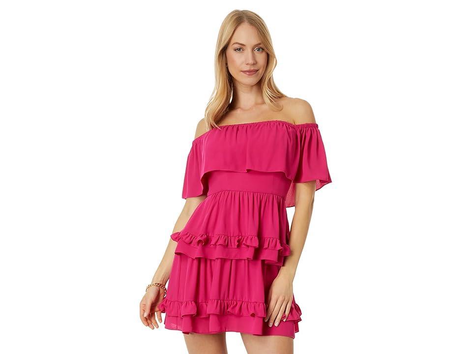 BCBGMAXAZRIA Off-the-Shoulder Cocktail Dress (Peacock) Women's Dress Product Image