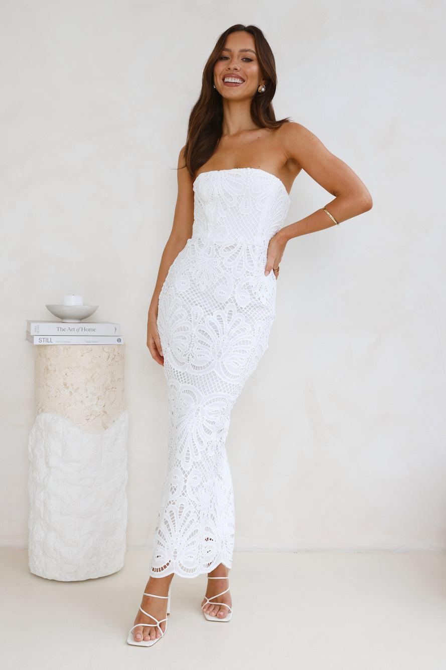 Counting Days Strapless Maxi Dress White Product Image