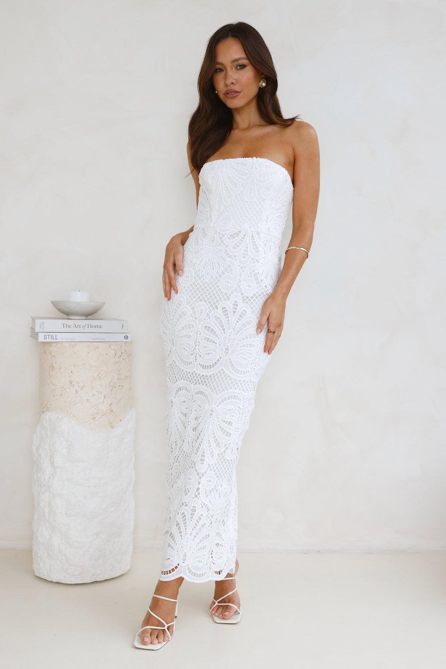 Counting Days Strapless Maxi Dress White Product Image