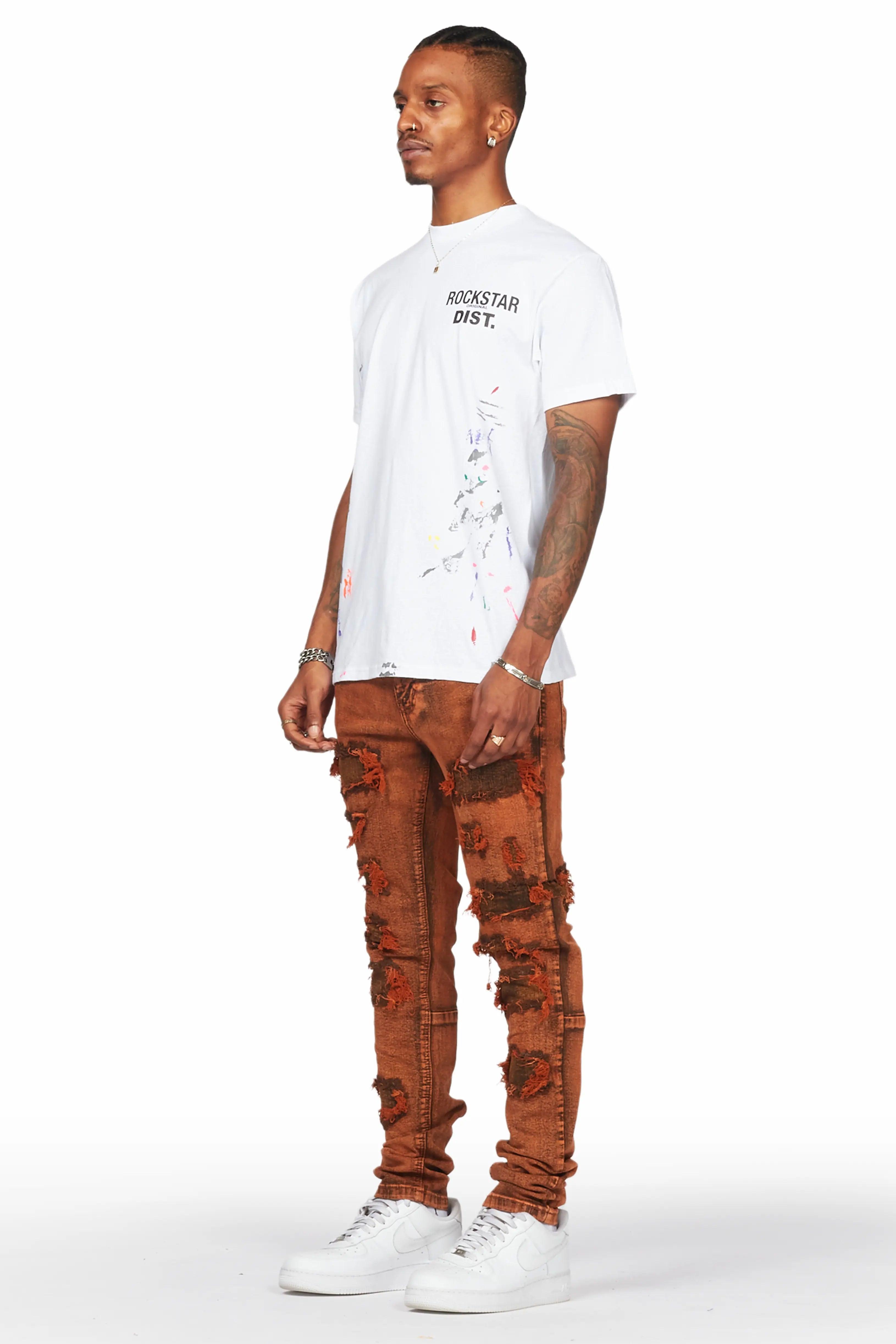 Dalit Orange Under Patch Skinny Fit Jean Male Product Image