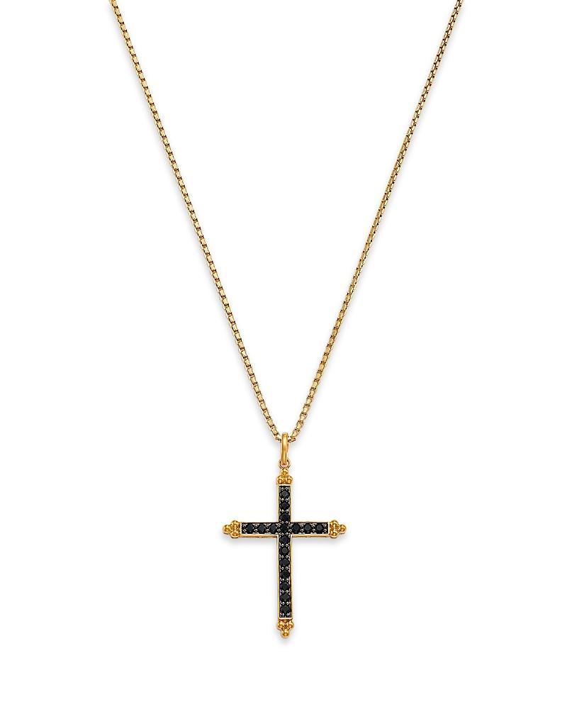 Bloomingdales Fine Collection Mens Black Diamond Cross Pendant Necklace in 14K Yellow Gold, 1 ct. t. w. Product Image