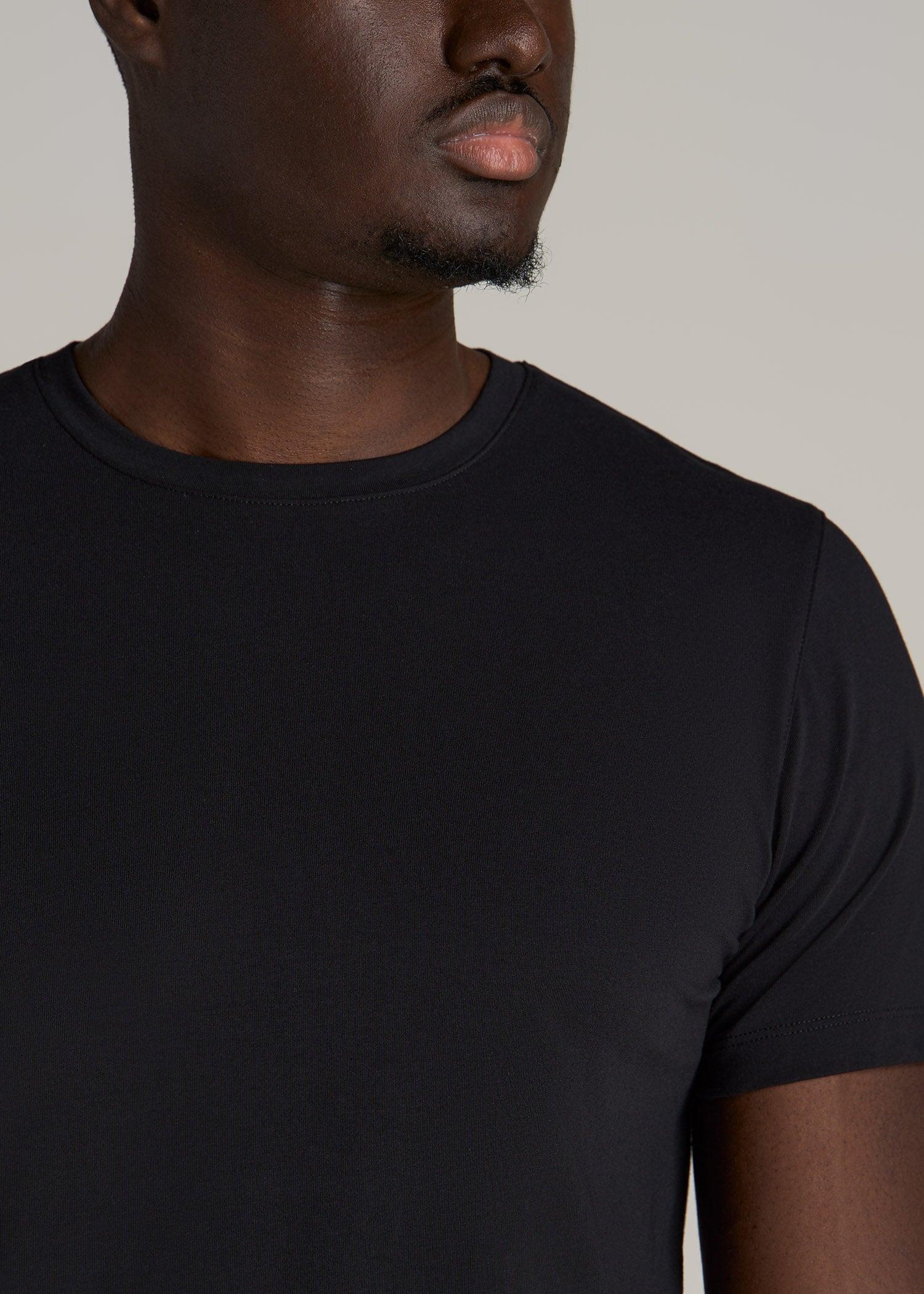 Stretch Cotton MODERN-FIT T-Shirt for Tall Men in Black Product Image