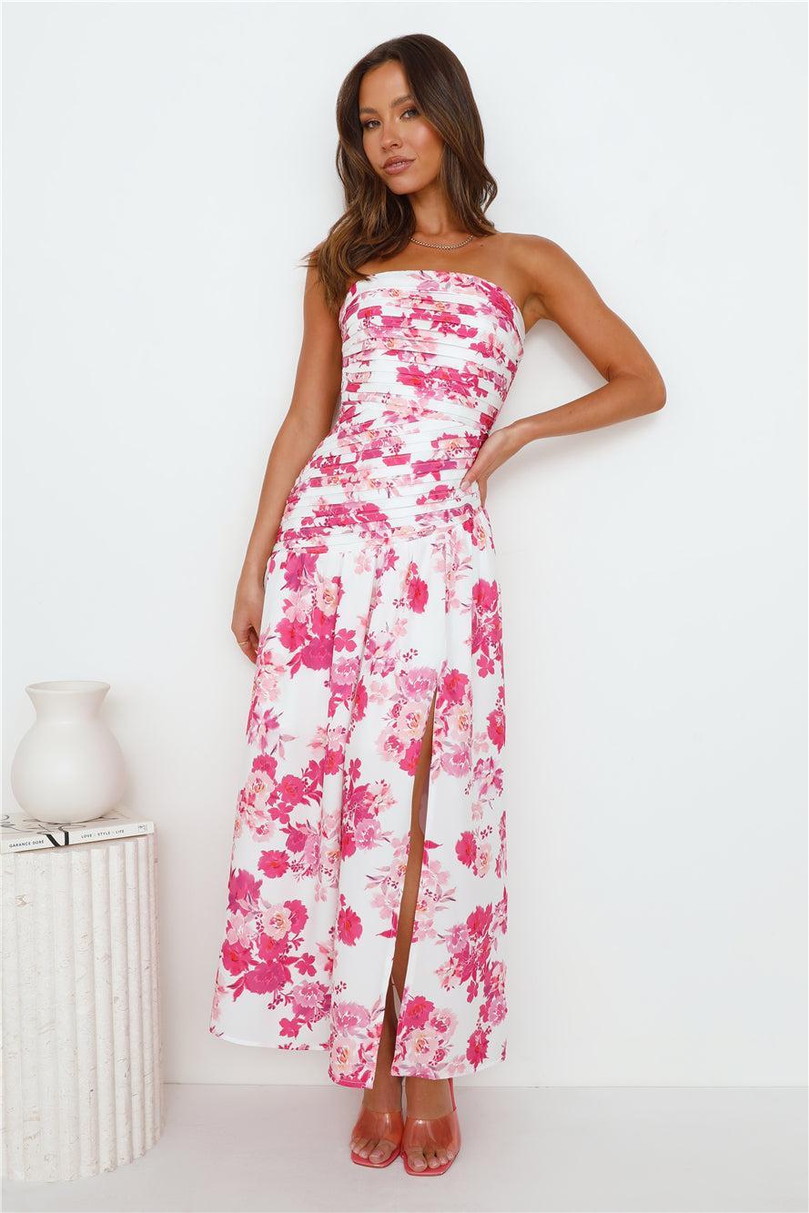 Wild Blooms Strapless Maxi Dress Pink Product Image