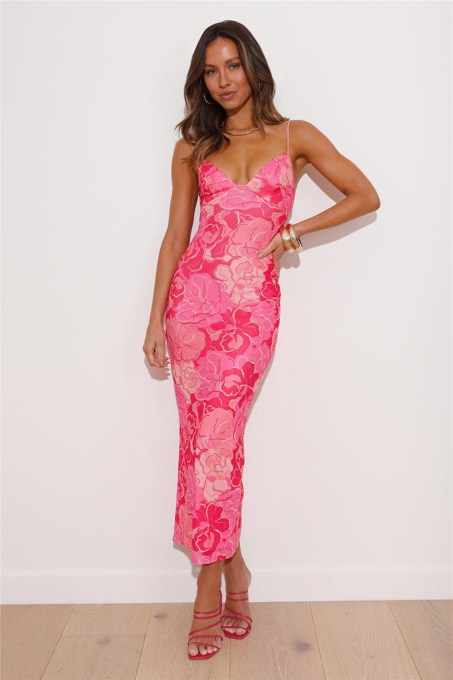 Let's Adventure Mesh Maxi Dress Pink Product Image