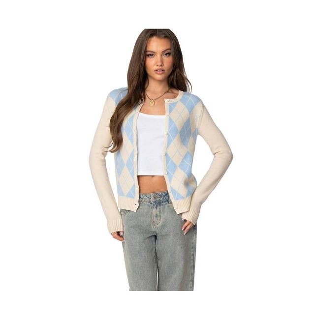 Edikted Womens Maybelle Argyle Cardigan Product Image