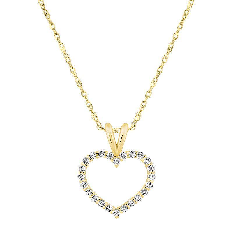 Alyson Layne 14k Gold 1/4 Carat T.W. Diamond Heart Pendant Necklace, Womens Yellow Product Image