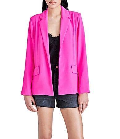 Steve Madden Payton Notch Collar Long Sleeve Side Pocket Fitted Blazer Product Image