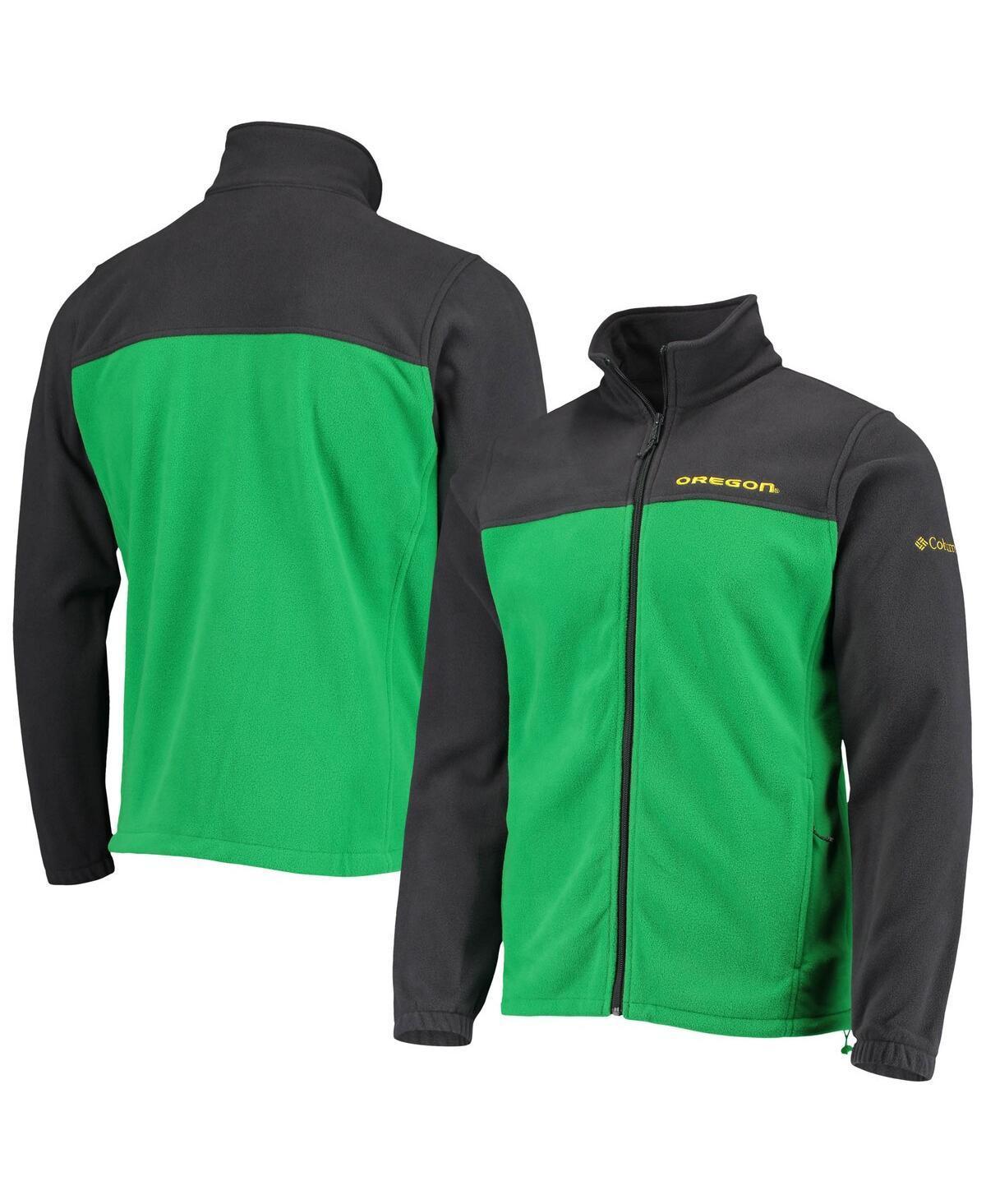 Mens Columbia Charcoal/Green Oregon Ducks Team Flanker III Fleece Team Full-Zip Jacket Product Image