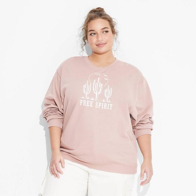 Womens Free Spirit Desert Scene Graphic Sweatshirt - Taupe Product Image