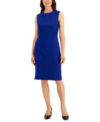 Kasper Petite Size Cap Sleeve Princess Seam Crepe Sheath Dress Product Image