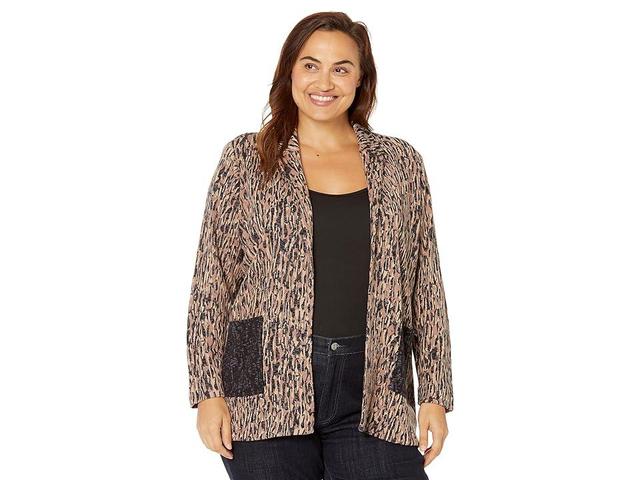 NIC+ZOE Plus Size Bark Mix Blazer (Neutral ) Women's Clothing Product Image