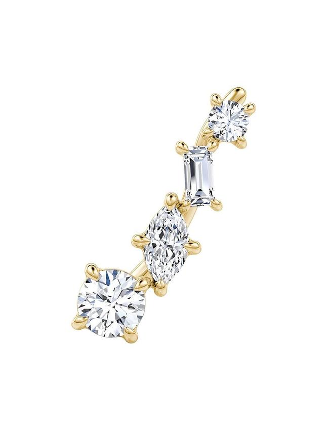 Womens Constellation Shooting Star 14K Yellow Gold & 0.74 TCW Lab-Grown Diamond Ear Climbers Product Image