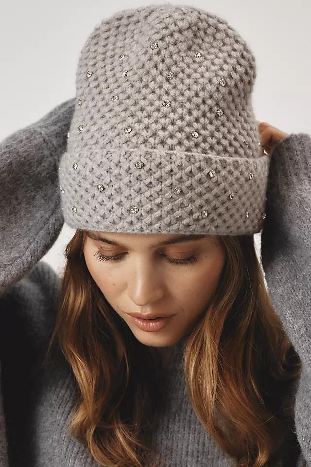 Rhinestone Waffle Knit Beanie Product Image