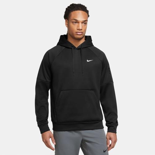 Nike Mens Therma Fleece Pullover Hoodie - Black/Black/White Product Image