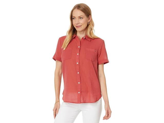 Tommy Hilfiger Solid Camp Shirt (Mineral ) Women's Clothing Product Image