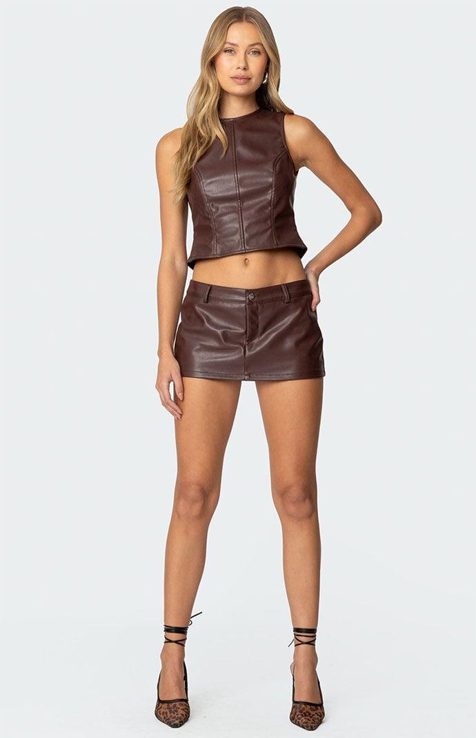 Edikted Women's Frances Faux Leather Mini Skort Product Image