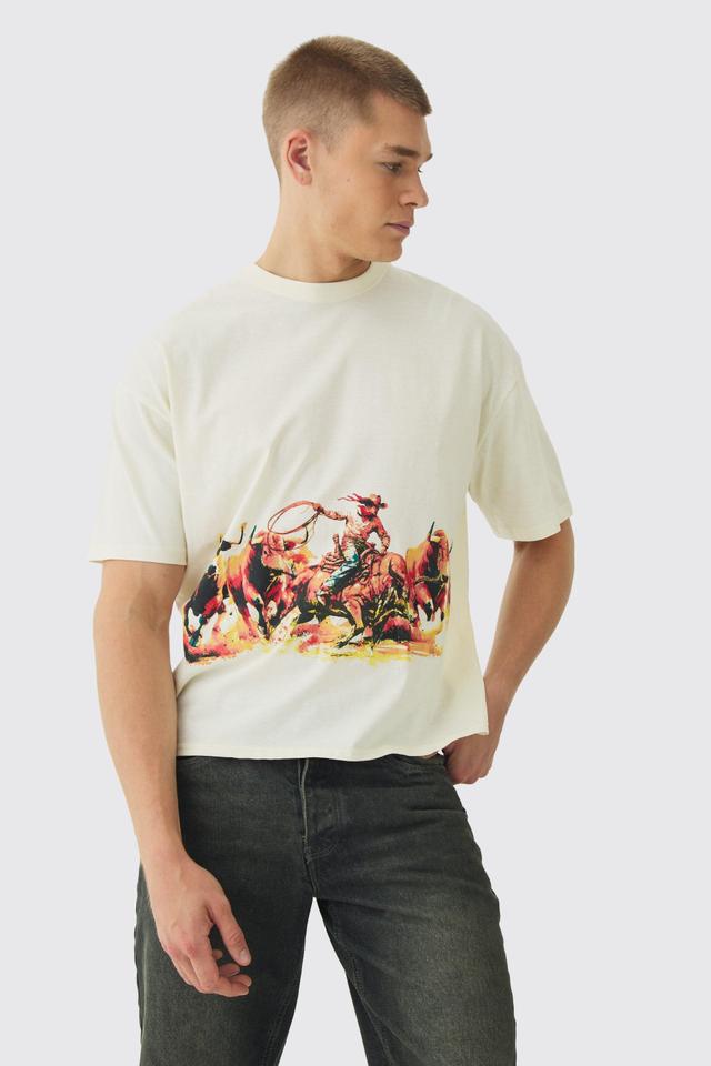 Oversized Boxy Rodeo Print T-Shirt | boohooMAN USA Product Image