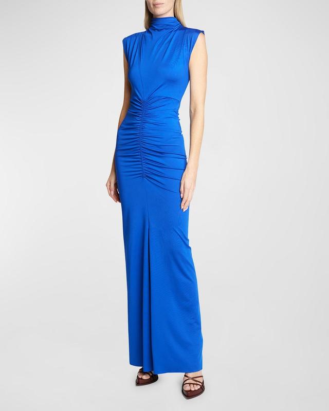 Ruched High-Neck Jersey Gown Product Image