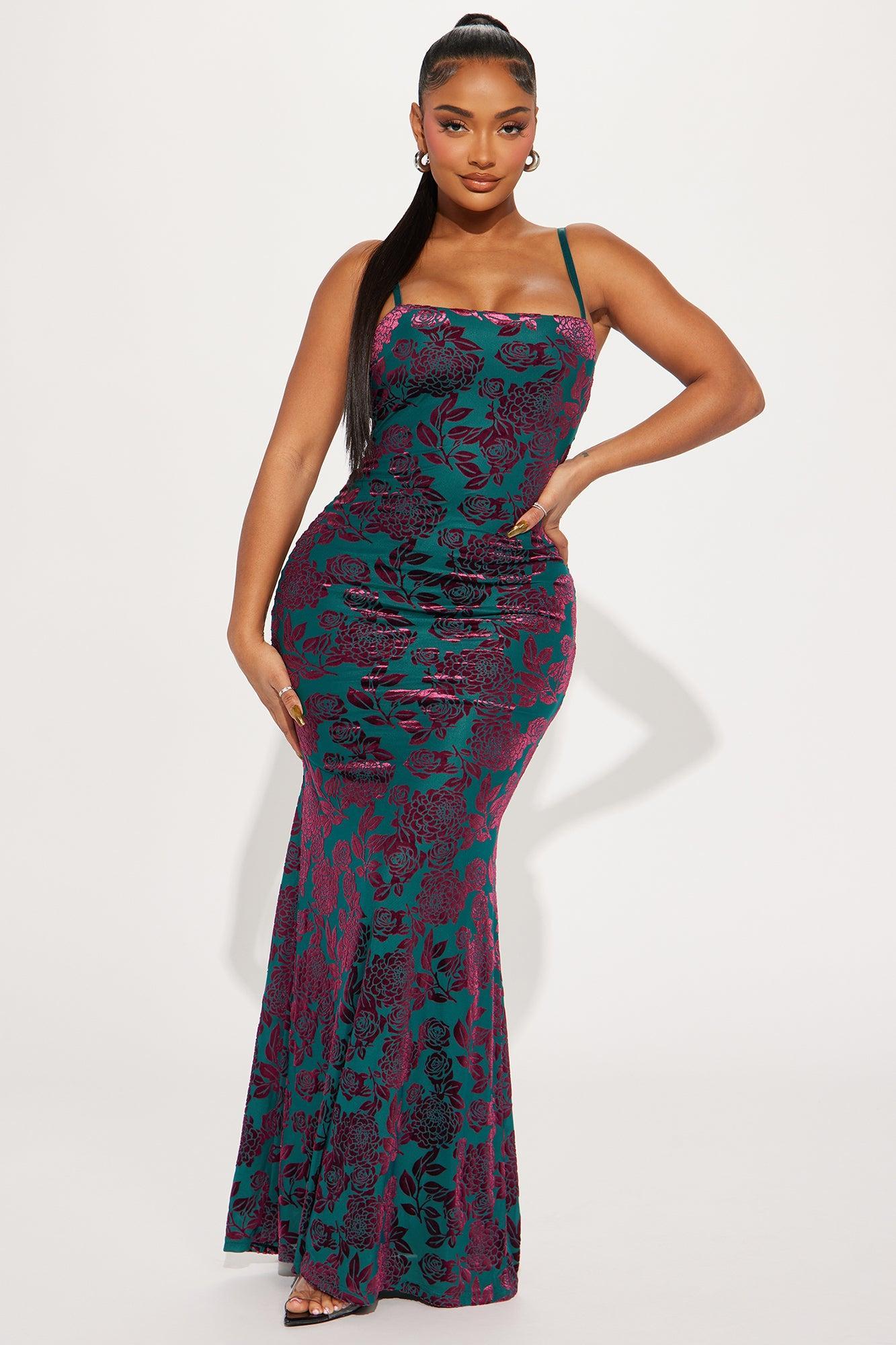 Allison Mesh Maxi Dress - Teal/combo Product Image