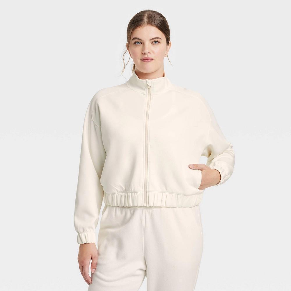 Women's Airy Sleek Full Zip Jacket - All In Motion™ Cream XL Product Image