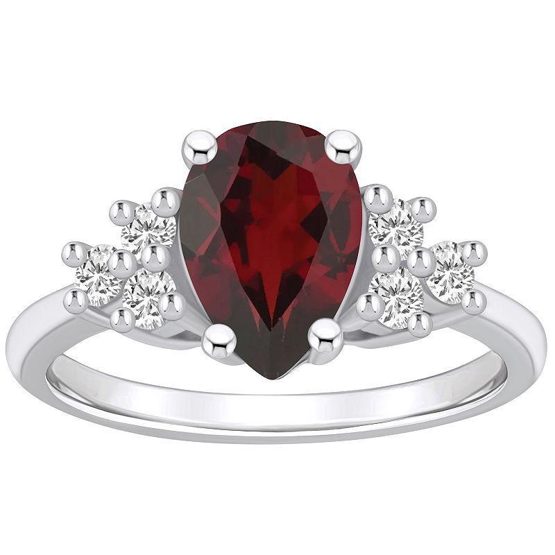 Alyson Layne 14k White Gold Pear Shape Garnet & 1/3 Carat T.W. Diamond Ring, Womens Product Image