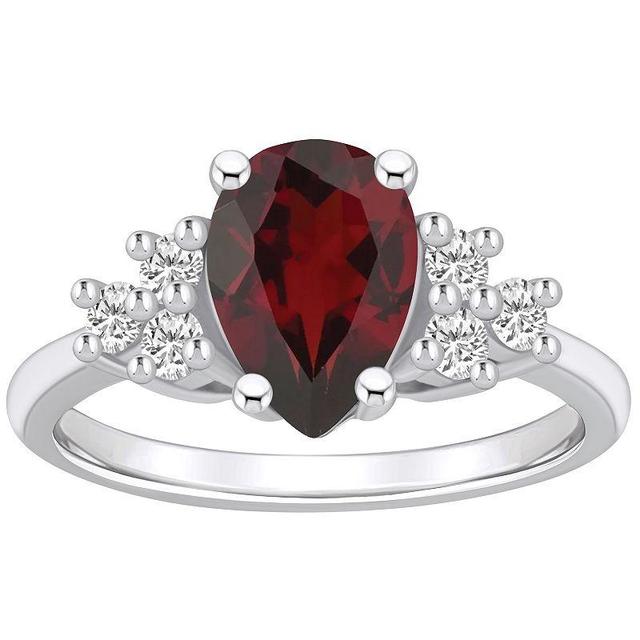 Alyson Layne 14k White Gold Pear Shape Garnet & 1/3 Carat T.W. Diamond Ring, Womens Red Product Image