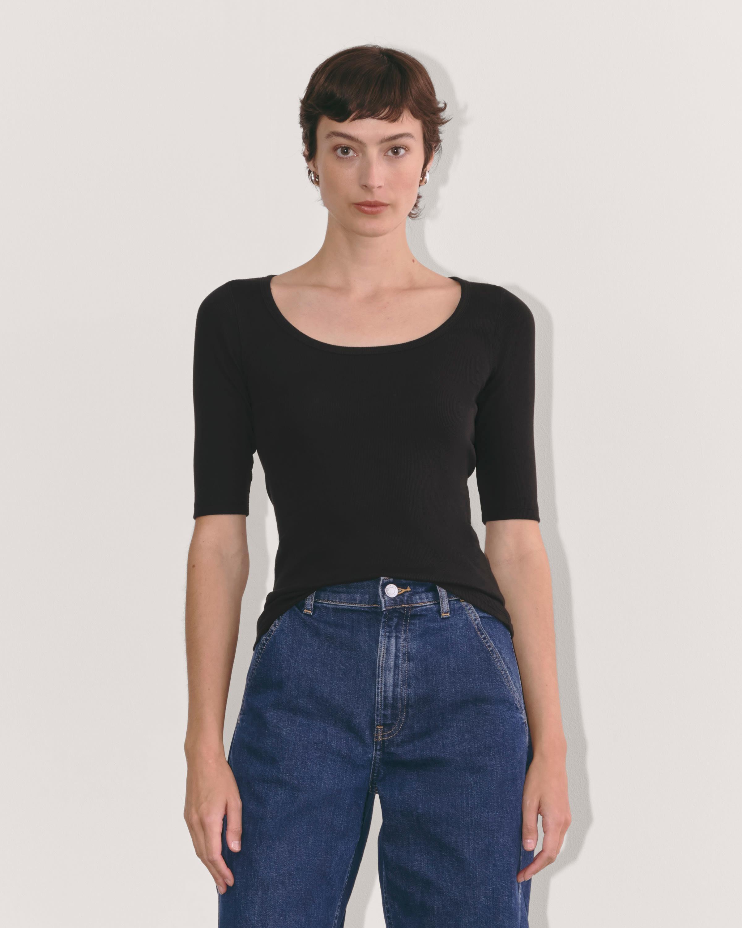 The Luxe Rib Scoop-Neck Tee Product Image