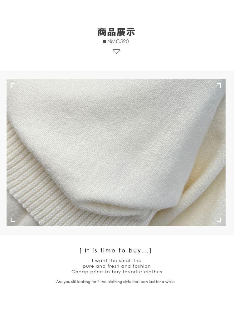 Set: One-Shoulder Loose Knit Top + High-Waist Shorts Product Image