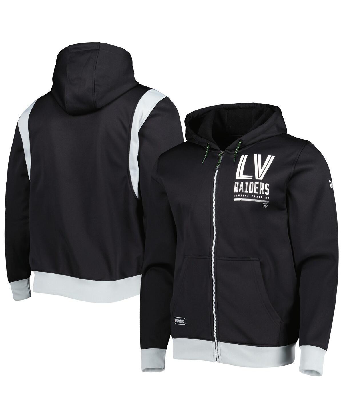 Mens New Era Black Las Vegas Raiders Combine Authentic Drop Back Full-Zip Hoodie Product Image