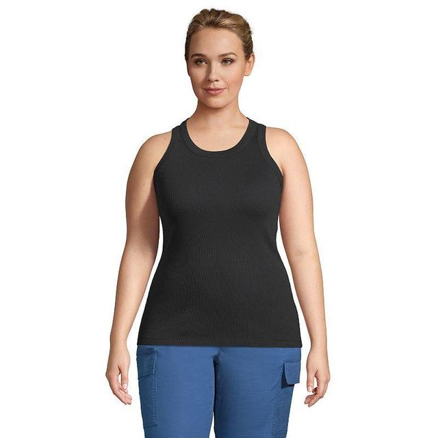 Plus Size Lands End Ribbed Crewneck Tank Top, Womens Product Image