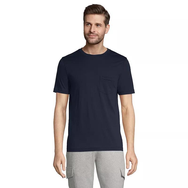 Mens Lands End Supima Pocket Tee Light Gray Grey Product Image