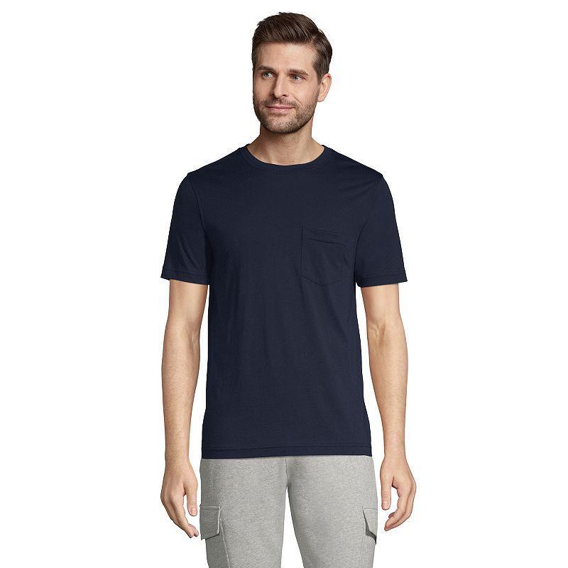 Mens Lands End Supima Pocket Tee Light Gray Grey Product Image