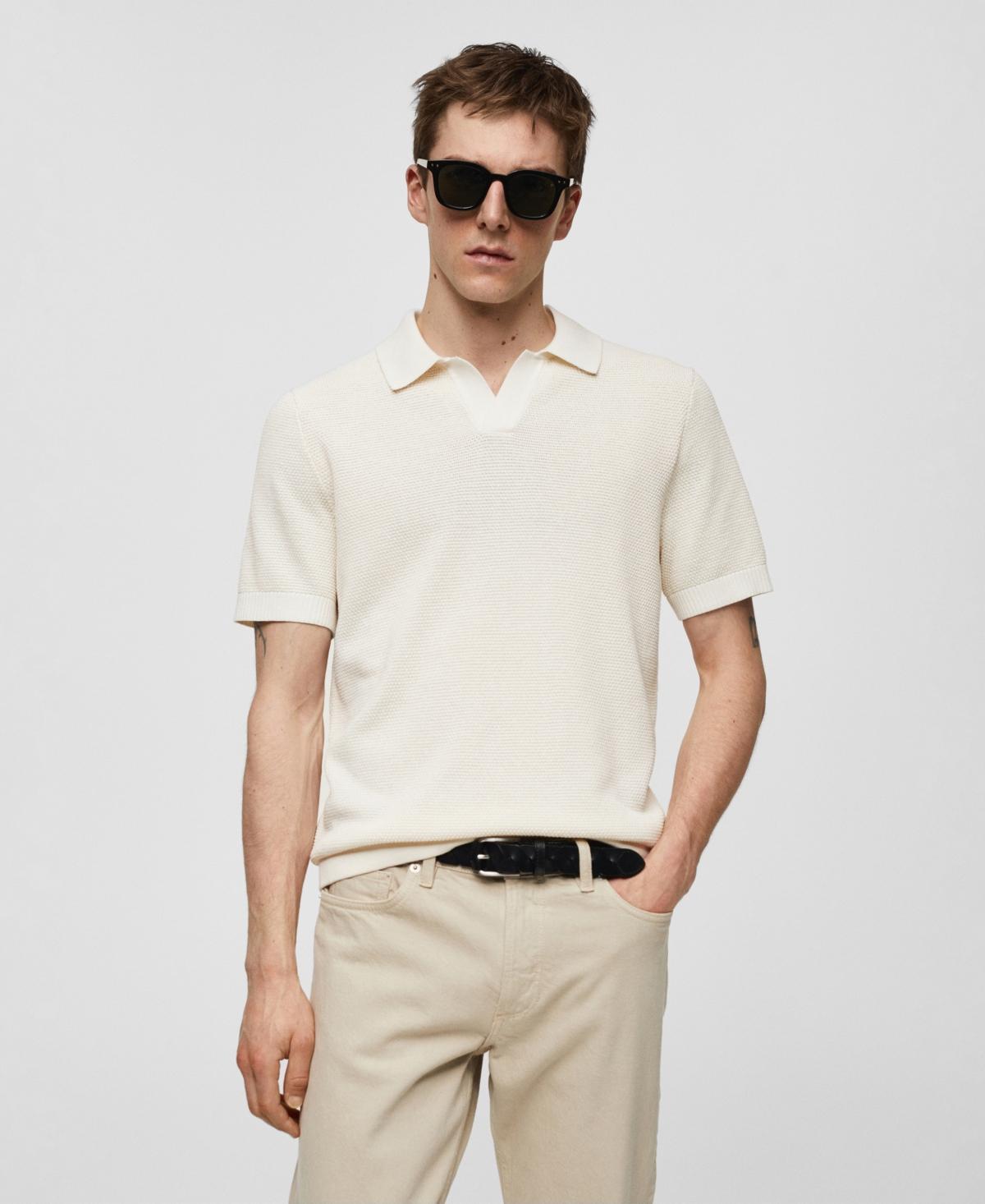 MANGO MAN - Structured knitted polo shirt ecruMen Product Image