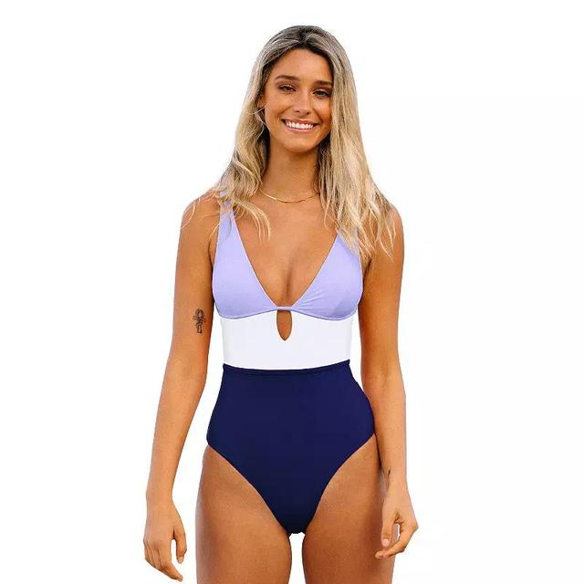 Womens CUPSHE V-Neck Colorblock One Piece Swimsuit Product Image