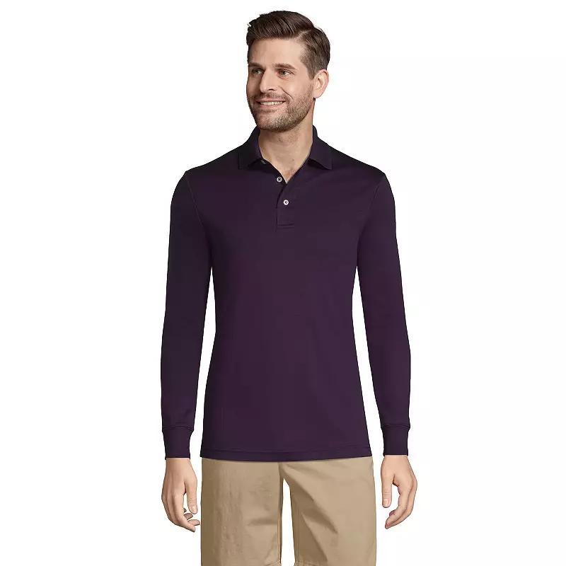 Lands End Mens Big & Tall Long Sleeve Supima Interlock Polo Shirt Product Image