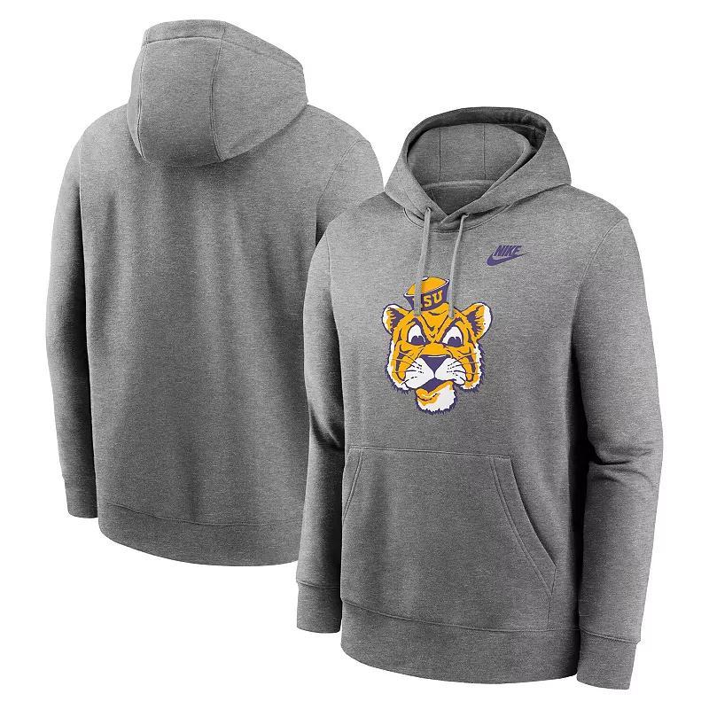 Mens Nike Heather Gray LSU Tigers Legacy Logo Club Fleece Pullover Hoodie Product Image