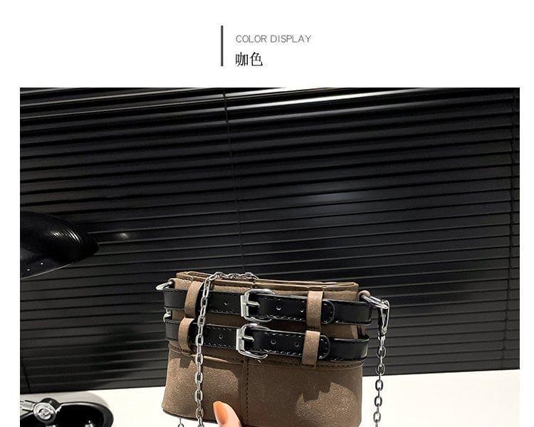 Chain Strap Buckled Faux Leather Crossbody Bag Product Image