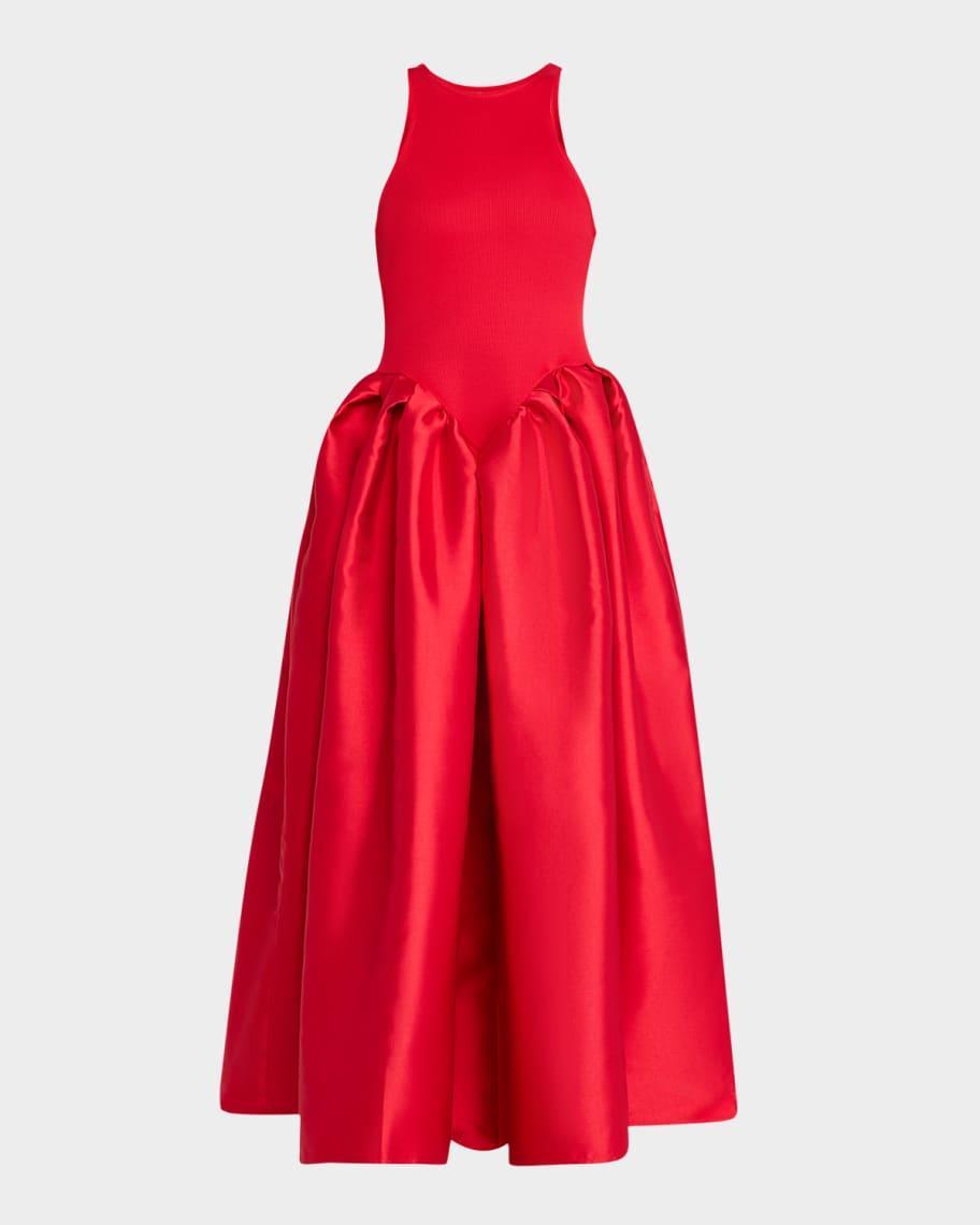 Heavy Satin and Rib-Jersey Long Dress product image