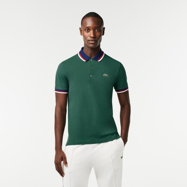 Men's Regular Fit Stretch Cotton Piqué Contrast Collar Polo Product Image