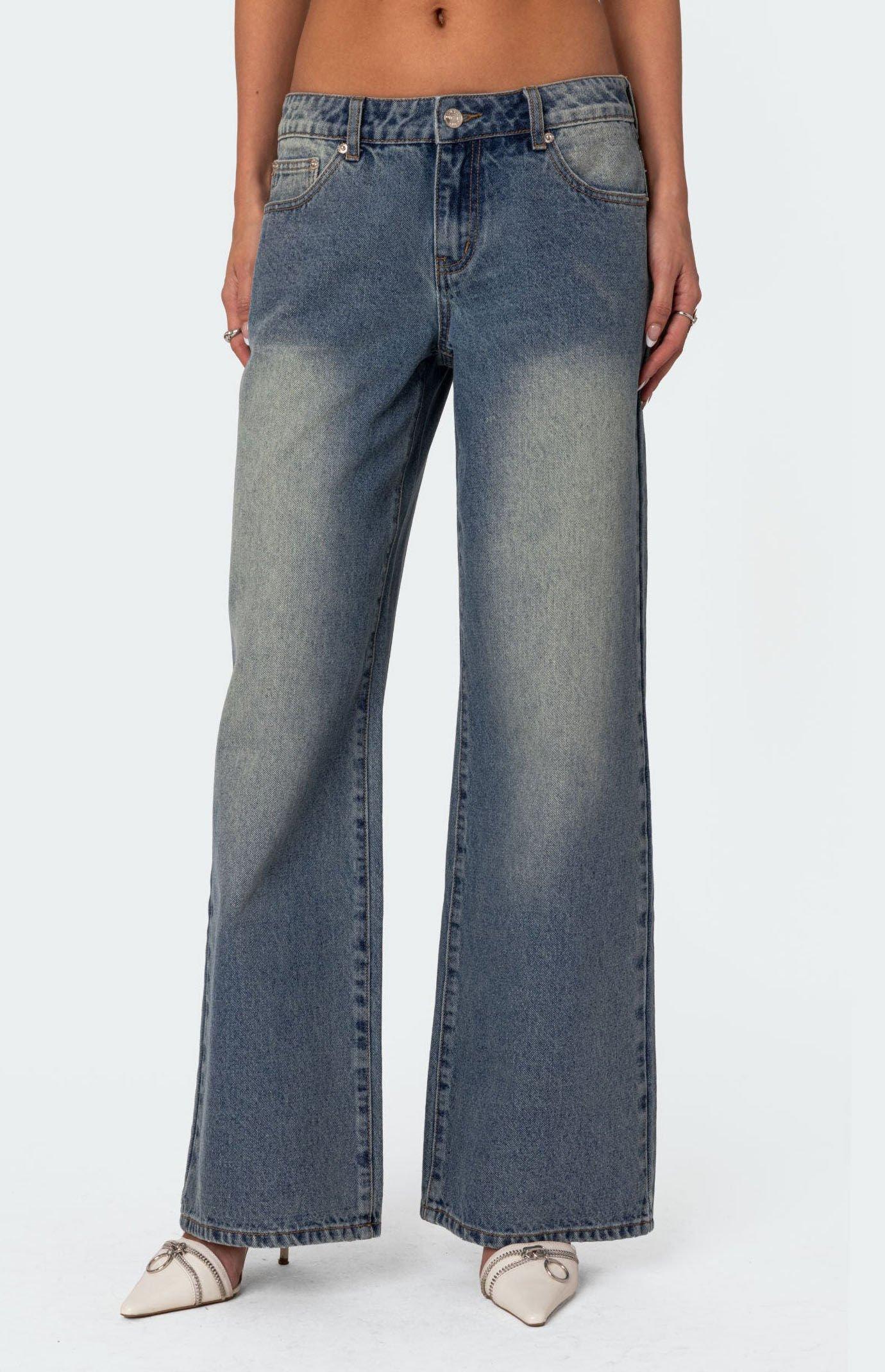 Edikted Women's Magda Low Rise Acid Wash Jeans Product Image