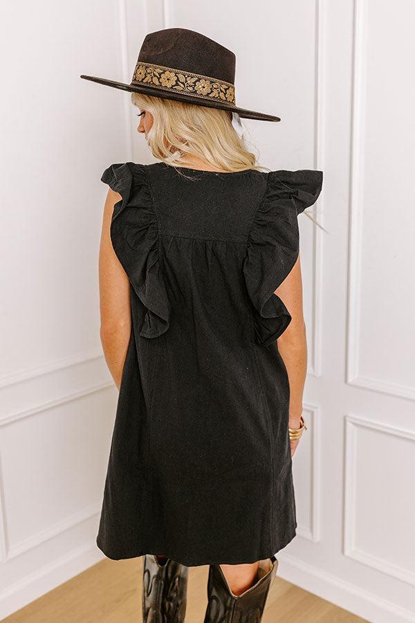 Passing Through Town Button Up Dress In Black Product Image