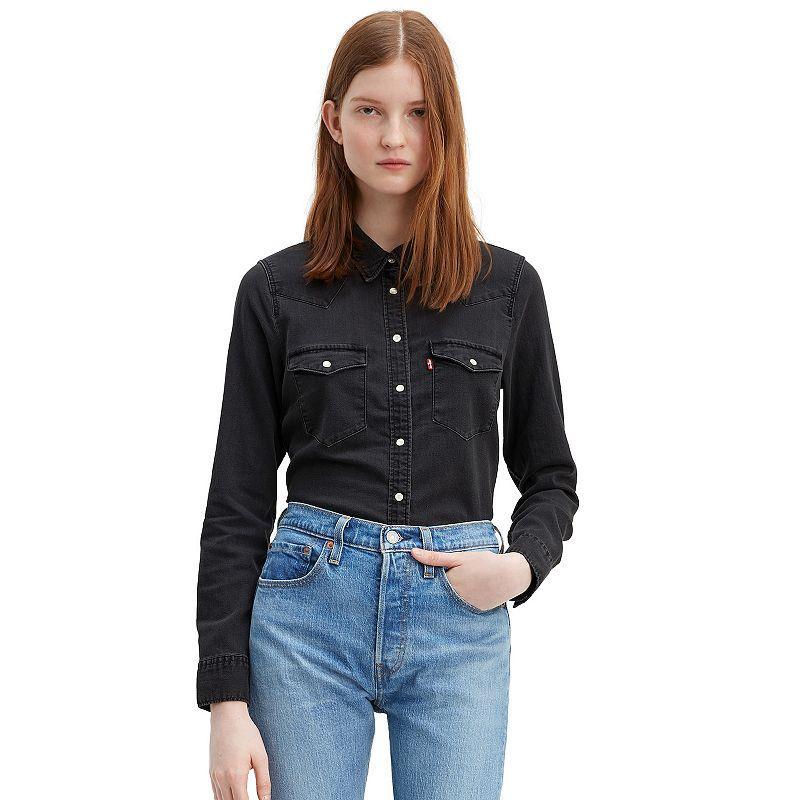 Womens Levis Western Denim Shirt Med Blue Product Image