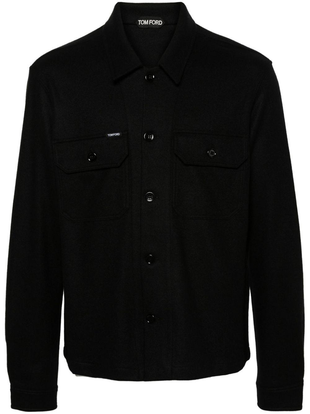 Button-up Cashmere Overshirt In Black Product Image