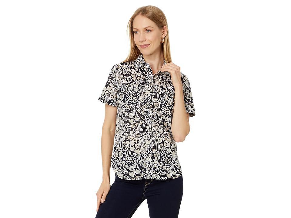 Tommy Hilfiger Paisley Camp Shirt (Sky Captain/Bright White) Women's Clothing Product Image