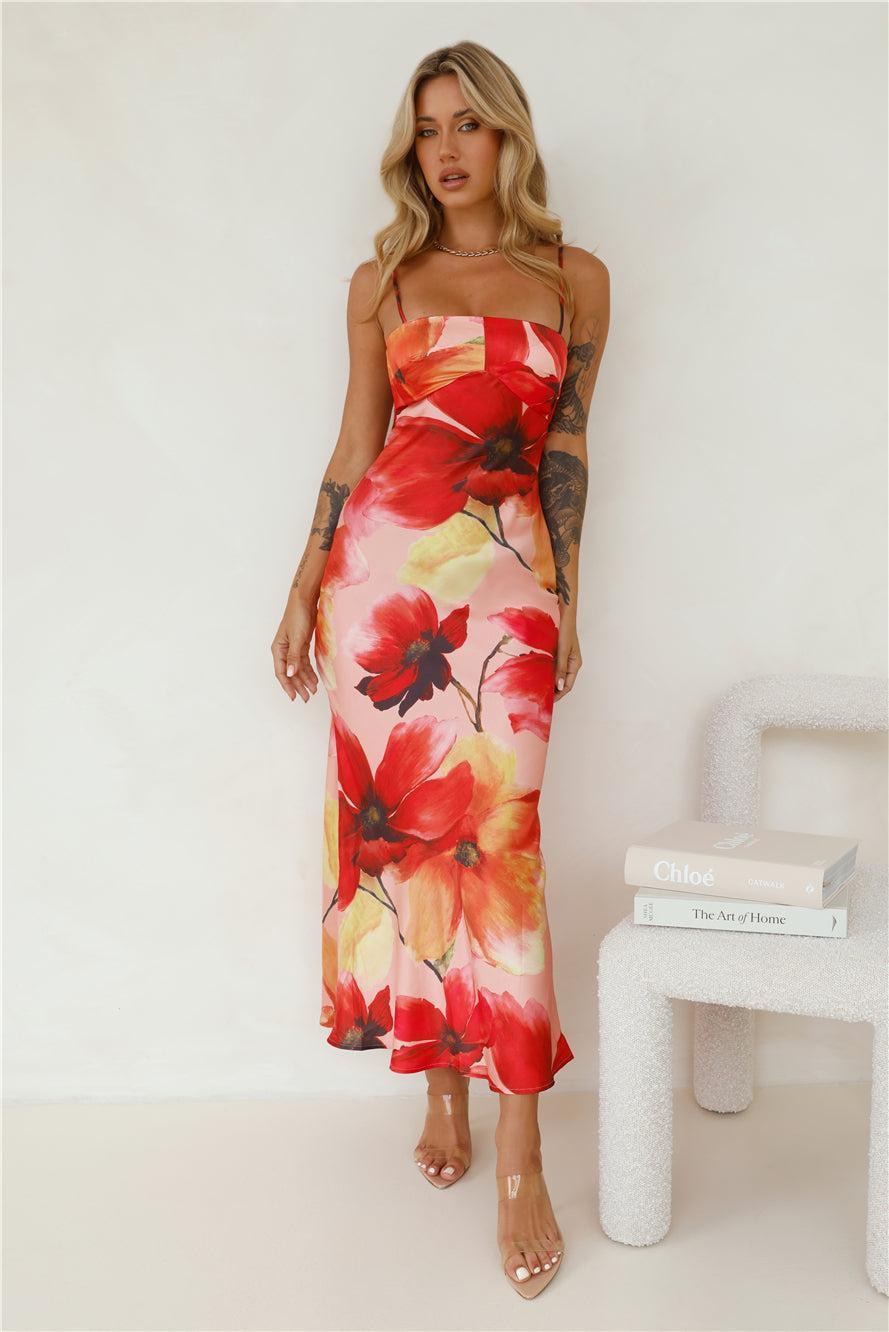 Mystery Of Her Satin Maxi Dress Orange Product Image