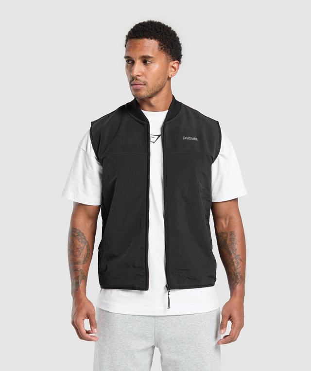 Gymshark Micro Fleece Gilet - Black Male Product Image