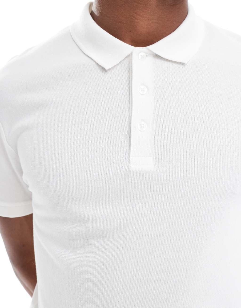 ASOS DESIGN pique polo in white Product Image