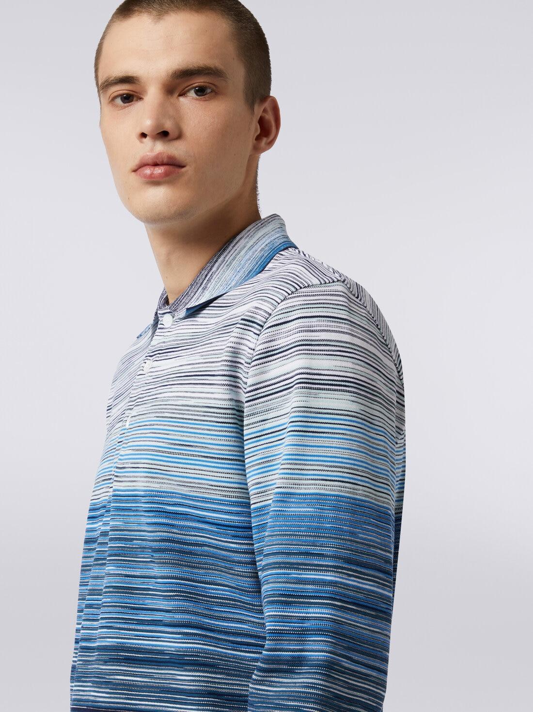 Long-sleeved polo shirt in slub cotton piqué Multicoloured | Missoni Product Image